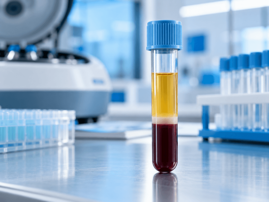 provetta di sangue centrifugato in laboratorio